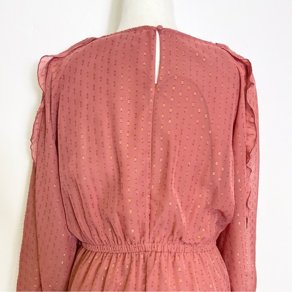 Lauren Conrad Cascading Ruffle Dress Raglan Sleeves Boatneck Midi Without Belt - Picture 8 of 15